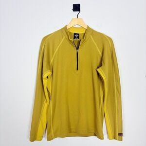 Prana Long Sleeve 1/4 Zip Pullover Fleece Shirt Size Large Yellow Hiking Outdoor